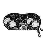 Black White Rose Floral Pattern Print Glasses Case