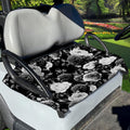 Black White Rose Floral Pattern Print Golf Cart Seat Cover