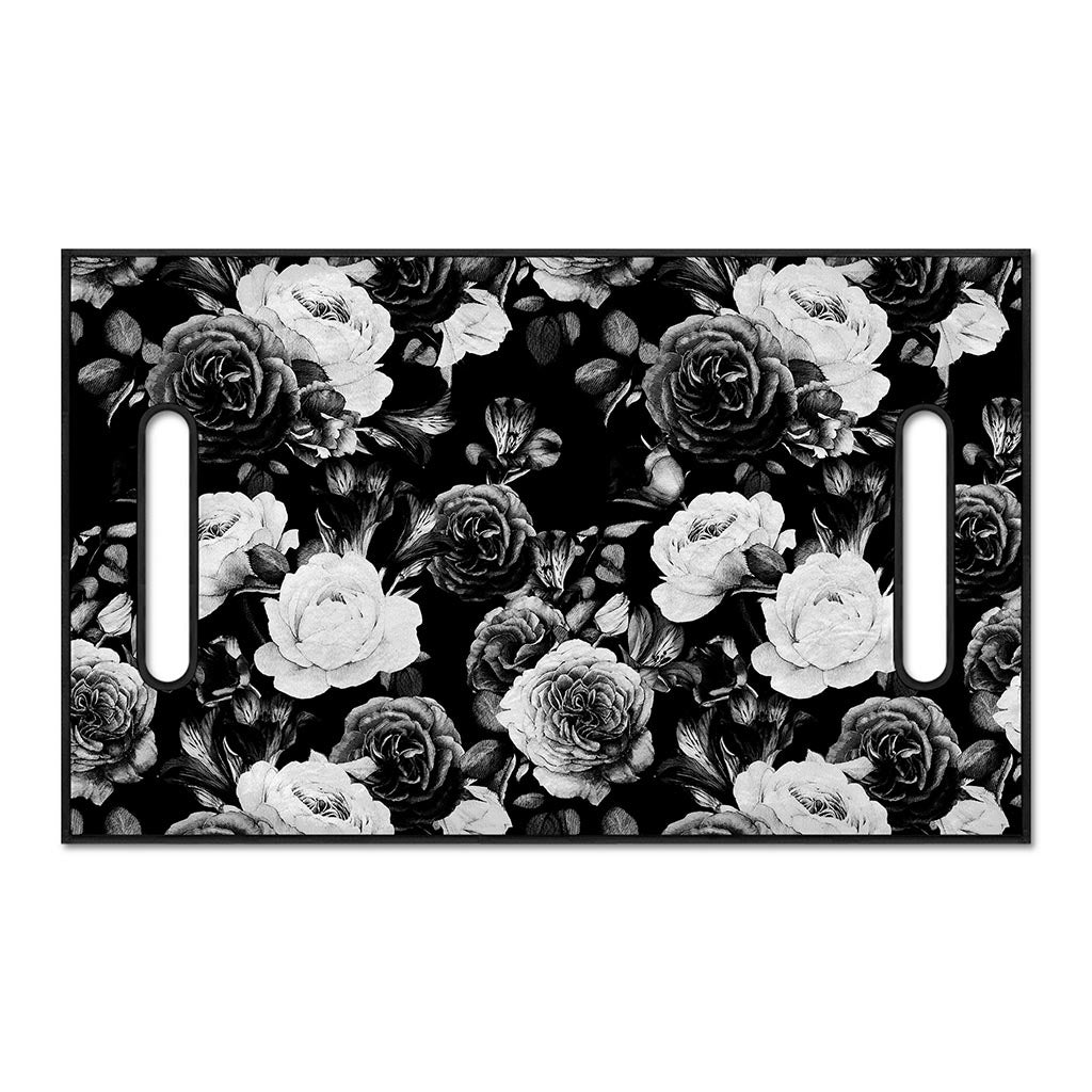 Black White Rose Floral Pattern Print Golf Cart Seat Cover