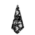 Black White Rose Floral Pattern Print Hand Towel