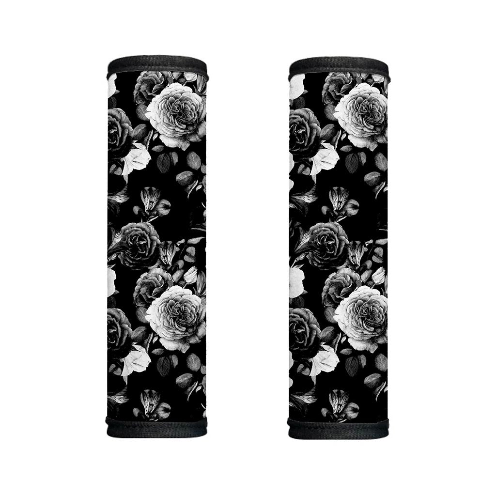Black White Rose Floral Pattern Print Handle Covers