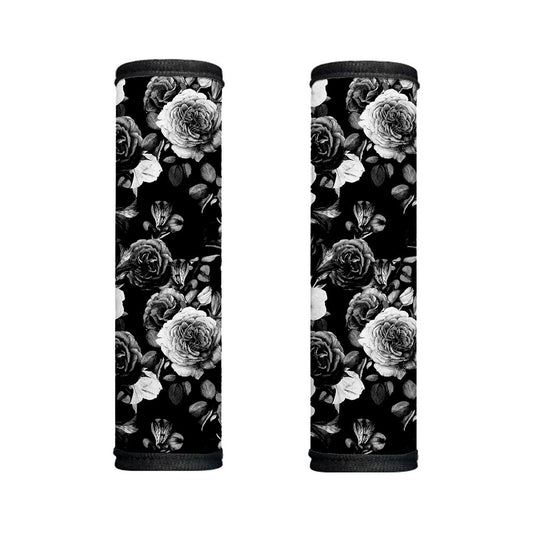 Black White Rose Floral Pattern Print Handle Covers