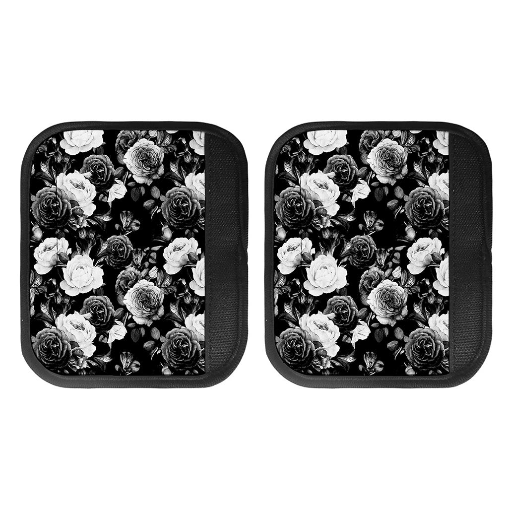 Black White Rose Floral Pattern Print Handle Covers