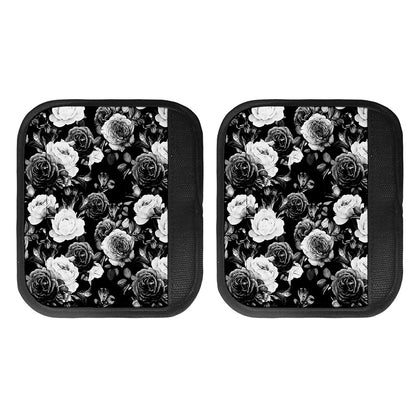 Black White Rose Floral Pattern Print Handle Covers