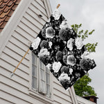 Black White Rose Floral Pattern Print House Flag