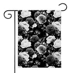 Black White Rose Floral Pattern Print House Flag