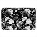 Black White Rose Floral Pattern Print Indoor Door Mat