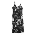 Black White Rose Floral Pattern Print Jersey Midi Cami Dress