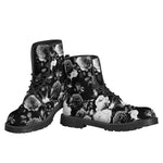 Black White Rose Floral Pattern Print Backpack