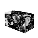 Black White Rose Floral Pattern Print Leather Tissue Box Cover