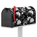 Black White Rose Floral Pattern Print Mailbox Cover
