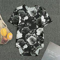 Black White Rose Floral Pattern Print Men's Bodysuit