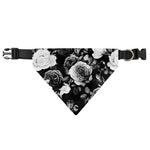 Black White Rose Floral Pattern Print Over The Collar Dog Bandana