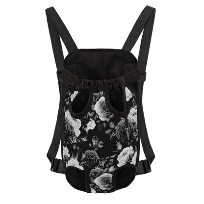 Black White Rose Floral Pattern Print Pet Carrier Backpack