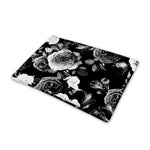 Black White Rose Floral Pattern Print Pet Cooling Mat Cover