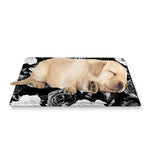 Black White Rose Floral Pattern Print Pet Cooling Mat Cover