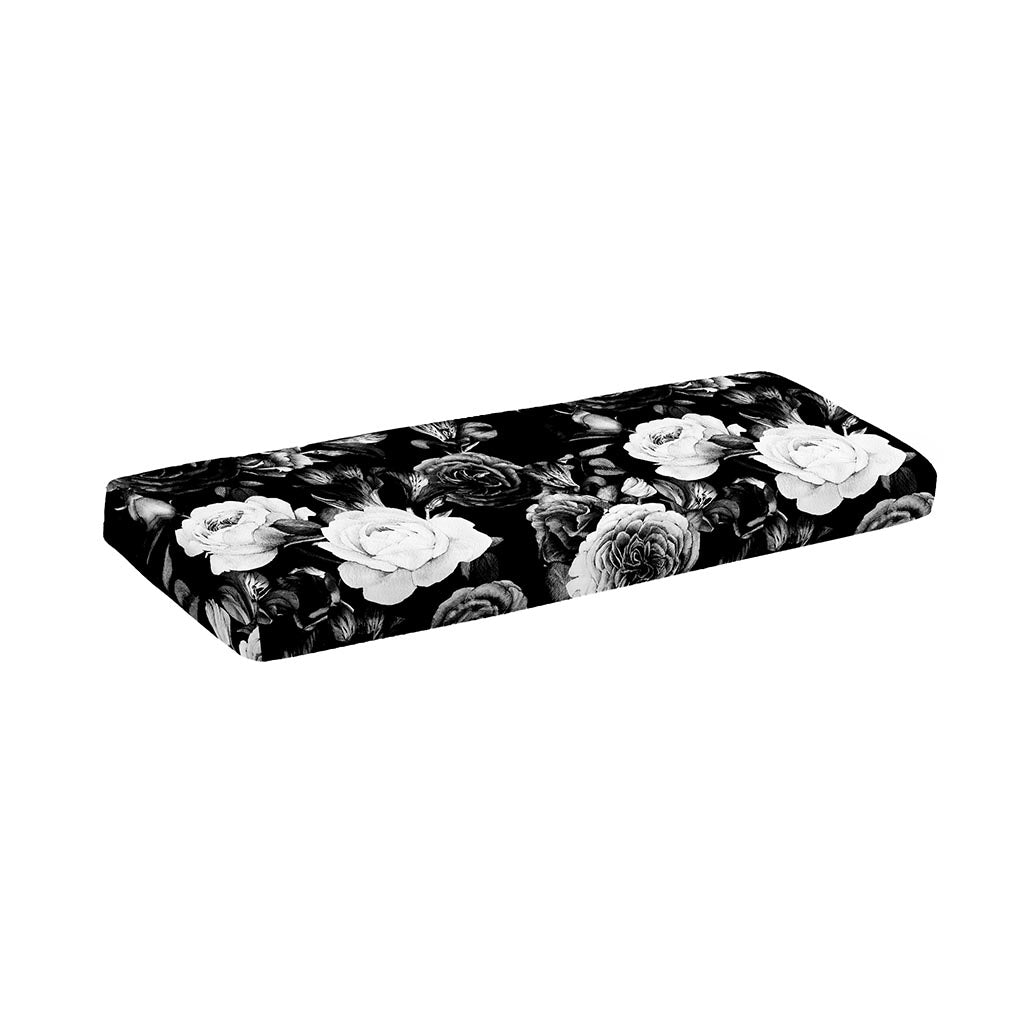 Black White Rose Floral Pattern Print Piano Keyboard Cover