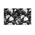 Black White Rose Floral Pattern Print Polyester Flag