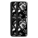 Black White Rose Floral Pattern Print Refrigerator Handle Covers