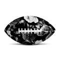 Black White Rose Floral Pattern Print Rugby Ball