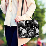 Black White Rose Floral Pattern Print Shoulder Strap Bible Bag