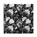 Black White Rose Floral Pattern Print Silk Bandana