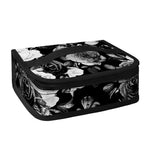 Black White Rose Floral Pattern Print Small Lunch Bag