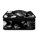 Black White Rose Floral Pattern Print Small Lunch Bag