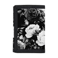 Black White Rose Floral Pattern Print Trifold Wallet