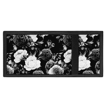 Black White Rose Floral Pattern Print Trifold Wallet