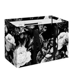 Black White Rose Floral Pattern Print Utility Tote Bag