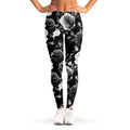Black White Rose Floral Pattern Print Women's Leggings