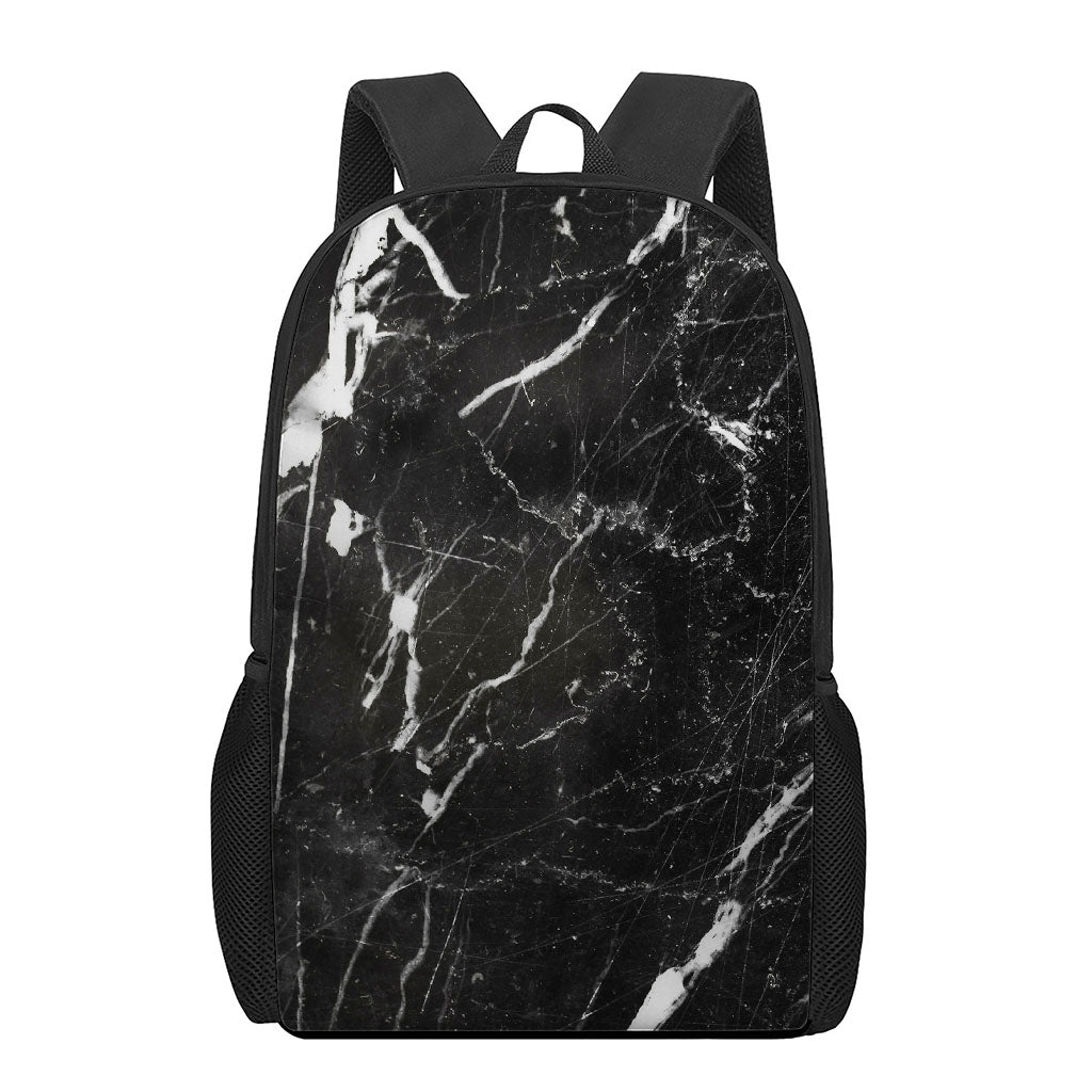 Black White Scratch Marble Print 17 Inch Backpack