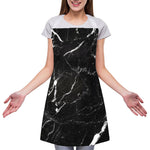 Black White Scratch Marble Print Adjustable Apron
