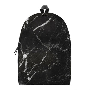 Black White Scratch Marble Print Backpack