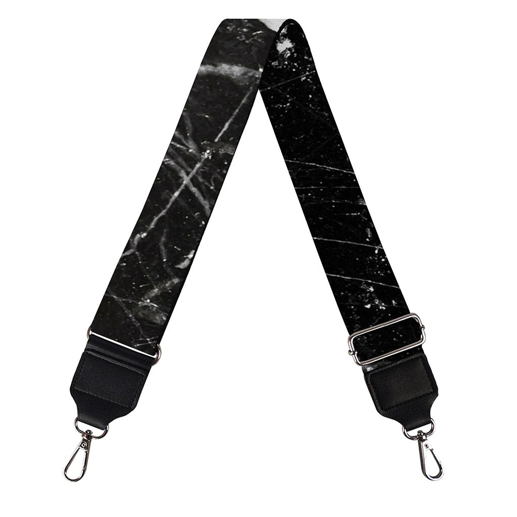 Black White Scratch Marble Print Bag Strap