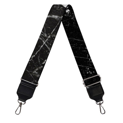 Black White Scratch Marble Print Bag Strap