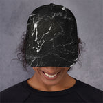 Black White Scratch Marble Print Baseball Cap