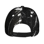 Black White Scratch Marble Print Baseball Cap
