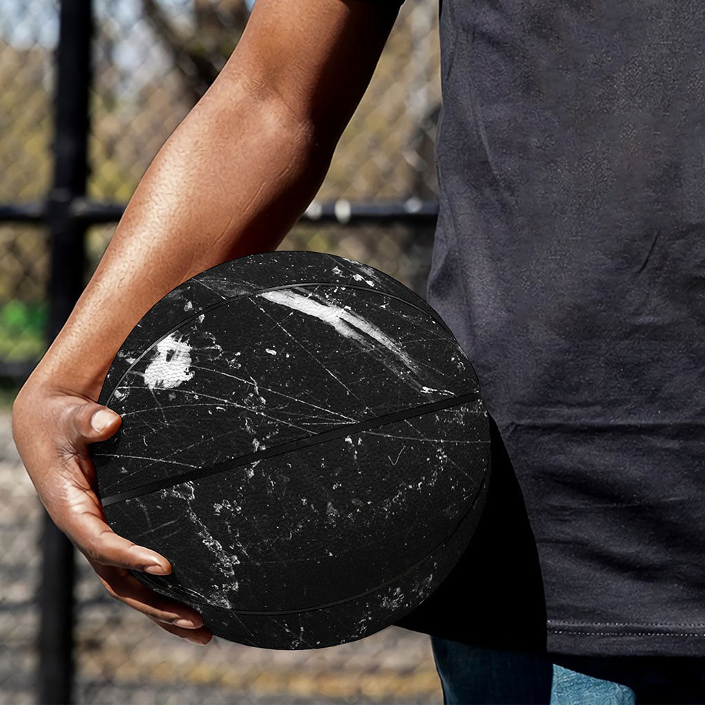 Black White Scratch Marble Print Basketball