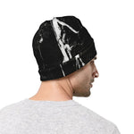 Black White Scratch Marble Print Beanie