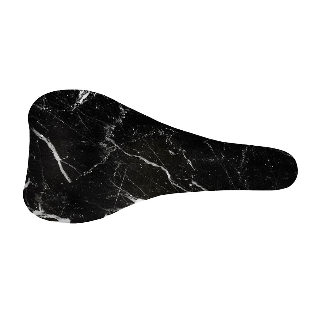 Black White Scratch Marble Print Bicycle Seat Cover