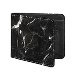 Black White Scratch Marble Print Bifold Wallet