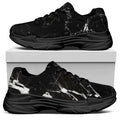 Black White Scratch Marble Print Black Chunky Shoes