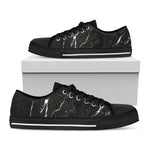 Black White Scratch Marble Print Black Low Top Sneakers