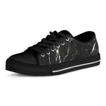 Black White Scratch Marble Print Black Low Top Sneakers