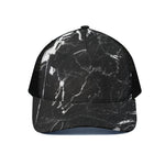 Black White Scratch Marble Print Black Mesh Trucker Cap