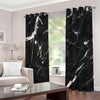 Black White Scratch Marble Print Blackout Grommet Curtains