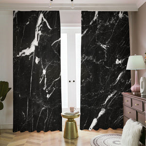 Black White Scratch Marble Print Blackout Pencil Pleat Curtains