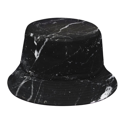 Black White Scratch Marble Print Bucket Hat